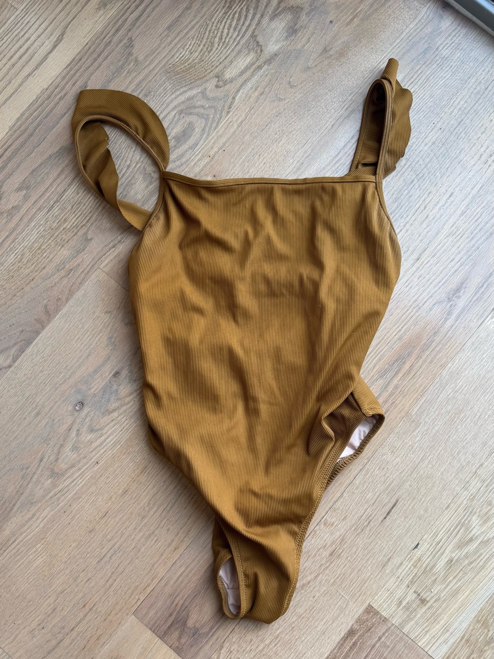 Madewell Mustard One-Piece Swimsuit - Classic Ribbed Design